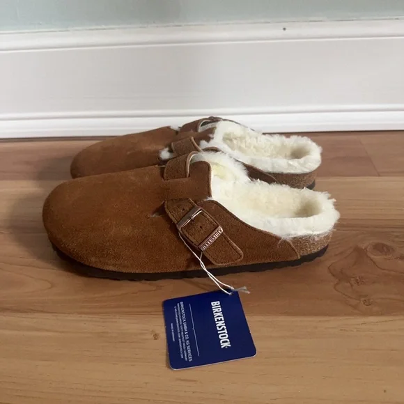 NWT Birkenstock Boston ShearlingSuede Leather - Mink